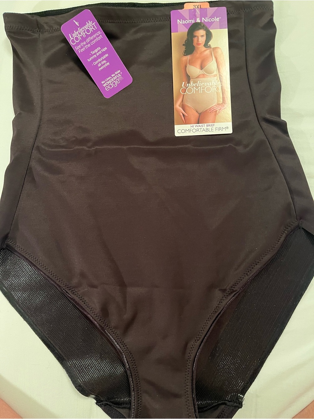 Naomi & Nicole 3XL Hi Waist Brief Shapewear Panty Black NWT